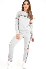 Grey Love Slogan Tape Loungewear Set - Kaisy-Loungewear