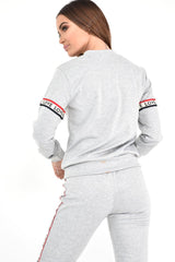 Grey Love Slogan Tape Loungewear Set - Kaisy-Loungewear