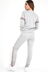 Grey Love Slogan Tape Loungewear Set - Kaisy-Loungewear