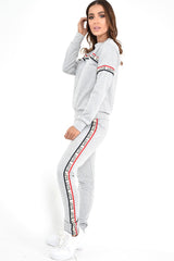 Grey Love Slogan Tape Loungewear Set - Kaisy-Loungewear