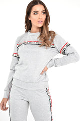 Grey Love Slogan Tape Loungewear Set - Kaisy-Loungewear