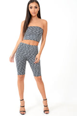 Grey Marl Cycling Shorts And Bandeau Co-Ord - Miakoda-Co-ords