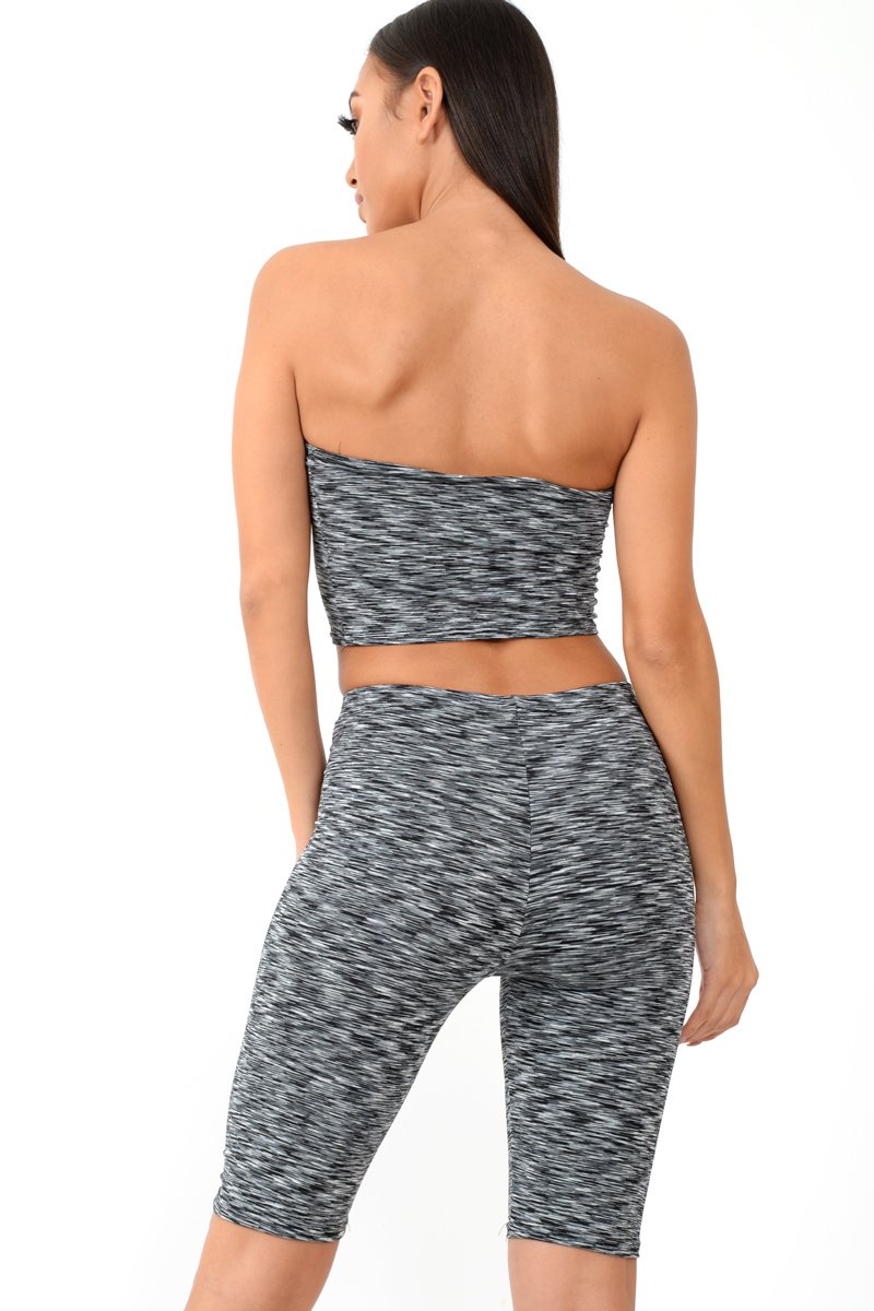 Grey Marl Cycling Shorts And Bandeau Co-Ord - Miakoda-Co-ords