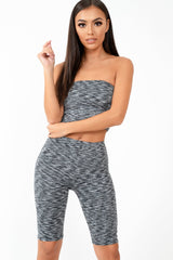 Grey Marl Cycling Shorts And Bandeau Co-Ord - Miakoda-Co-ords