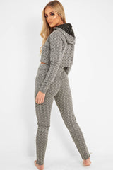 Grey Marl Hooded Loungewear Set - Olevia-Loungewear