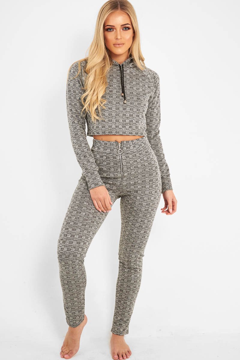 Grey Marl Hooded Loungewear Set - Olevia-Loungewear