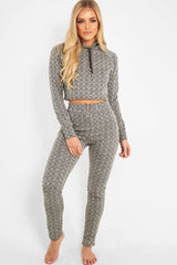 Grey Marl Hooded Loungewear Set - Olevia-Loungewear