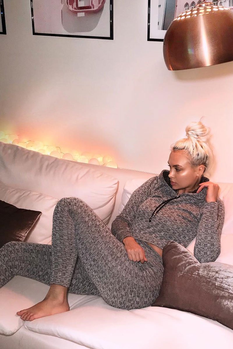 Grey Marl Hooded Loungewear Set - Olevia-Loungewear