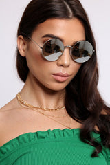 Grey Metal Frame Round 90's Sunglasses - Suki-Sunglasses