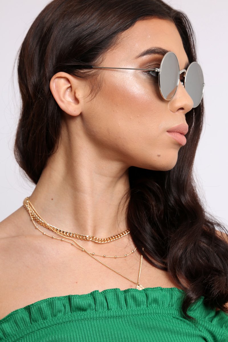 Grey Metal Frame Round 90's Sunglasses - Suki-Sunglasses