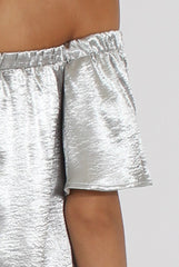 Grey Metallic Bardot Dress - Maria-Dresses