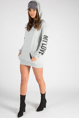 Grey 'My Love' Slogan Oversized Hoodie - Tish-Loungewear