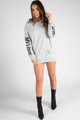 Grey 'My Love' Slogan Oversized Hoodie - Tish-Loungewear