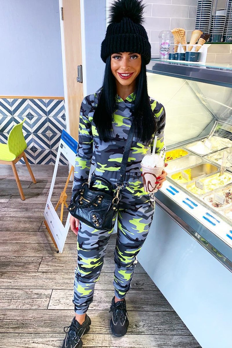 Grey Neon Camo Stripe Side Crop Tracksuit - Misha-Tracksuits