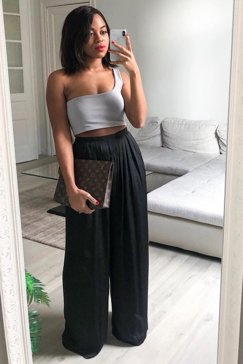 Grey One Shouldered Crop Top - Kamri-Crop Tops