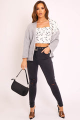 Grey Oversized Chunky Knit Cardigan - Courtney-Cardigans