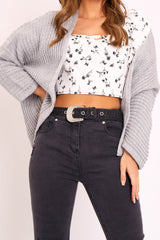 Grey Oversized Chunky Knit Cardigan - Courtney-Cardigans