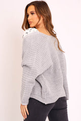 Grey Oversized Chunky Knit Cardigan - Courtney-Cardigans