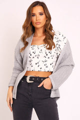 Grey Oversized Chunky Knit Cardigan - Courtney-Cardigans