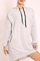 Grey Oversized Hoodie Jumper Dress - Mariah-Dresses