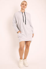 Grey Oversized Hoodie Jumper Dress - Mariah-Dresses