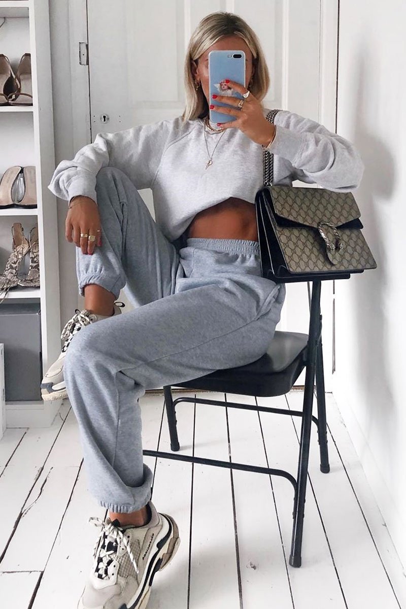 Grey 'Lazy Girls Club' Slogan Joggers - Sahra – Rebellious Fashion