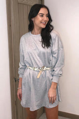 Grey Oversized Jumper Dress - Oaklee-Dresses