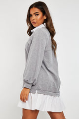 Grey Oversized Jumper Shirt Dress - Islah-Dresses