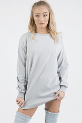 Grey Oversized Ruched Sleeve Jumper Dress - Hayley-Jumper