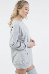 Grey Oversized Ruched Sleeve Jumper Dress - Hayley-Jumper