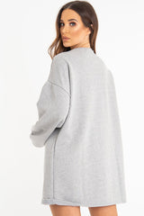 Grey Oversized Sweatshirt Jumper Dress - Kristen-Dresses