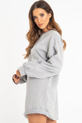 Grey Oversized Sweatshirt Jumper Dress - Kristen-Dresses