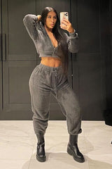 Grey Oversized Teddy Joggers - Havana-Joggers