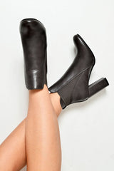 Grey PU Block Heel Ankle Boots - Karlei-Boots