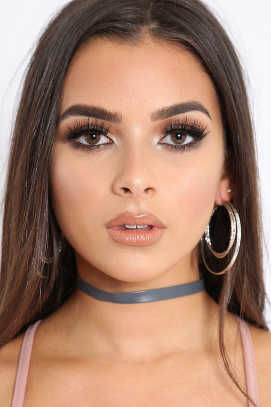 Grey PU thin Choker - Fayth