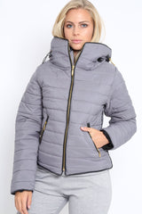 Grey Padded Coat - Zara-Coats