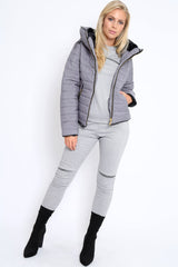 Grey Padded Coat - Zara-Coats