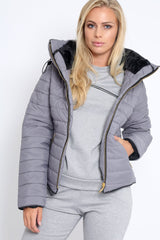 Grey Padded Coat - Zara-Coats
