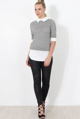 Grey Panel Top - Jessey-Tops