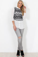 Grey Panel Top - Orlah-Tops