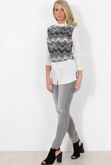 Grey Panel Top - Orlah-Tops