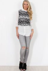 Grey Panel Top - Orlah-Tops