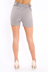 Grey Paperbag Tie Waist Shorts - Billie-Shorts