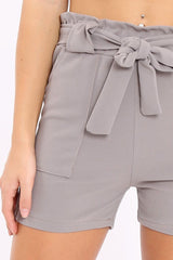 Grey Paperbag Tie Waist Shorts - Billie-Shorts
