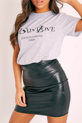 Grey Parisian Slogan T-shirt - Beckie-T-shirt