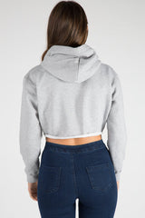 Grey Part Time Mermaid Slogan Cropped Hoodie - Lora-Loungewear