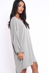Grey Pearl Detail Jumper Dress - Ammi-Jumper