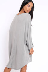Grey Pearl Detail Jumper Dress - Ammi-Jumper