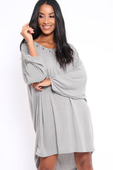 Grey Pearl Detail Jumper Dress - Ammi-Jumper