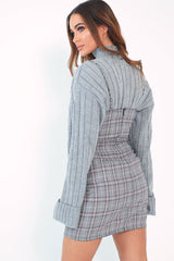 Grey Pink Check Cami Strap Mini Dress - Katalya-Dresses